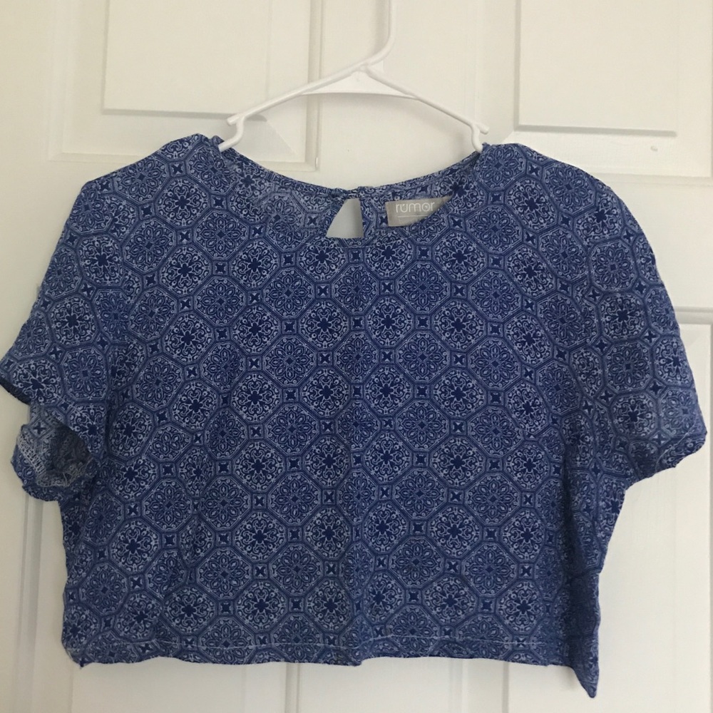 LF blue flowy crop top